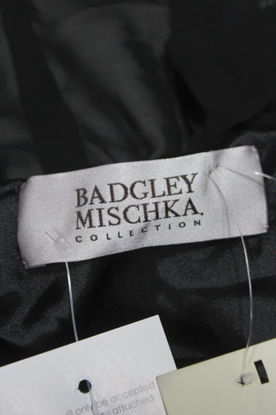 Badgley Mischka Womens Black Chiffon Kimono Vest Sleeveless Elegant Size 10