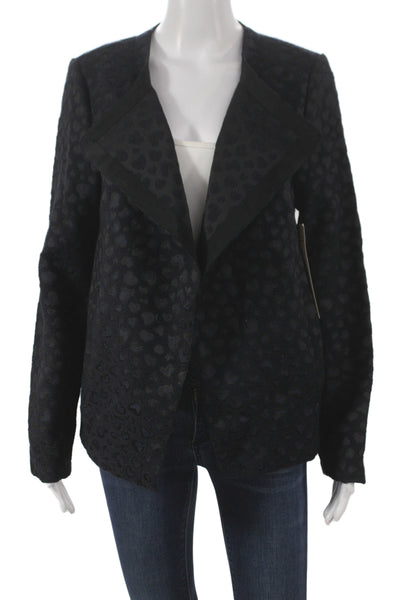 Badgley Mischka Women Basic Jacket Black Animal Print Size S