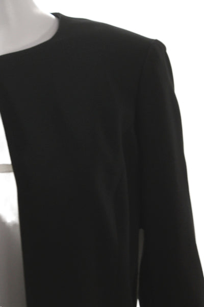 Badgley Mischka Womens Black Basic Jacket Feather Hook Front Size 4