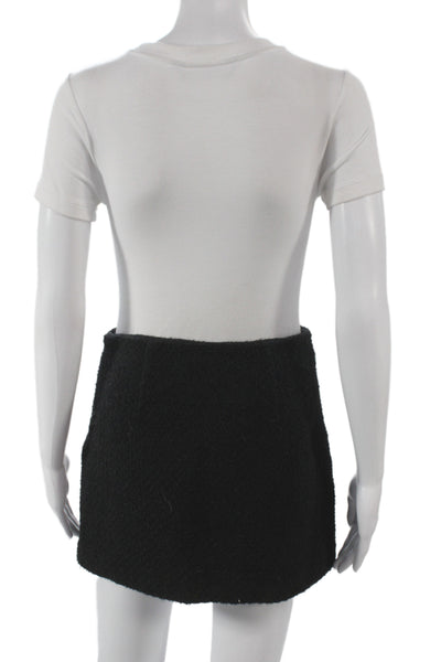 MNG Womens Mini Skirt Black Zip Short Cotton Blend Size XS