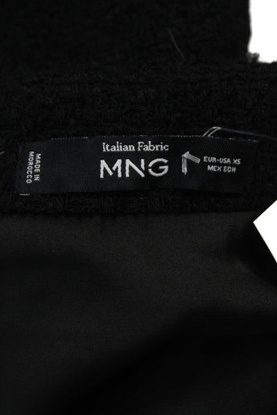 MNG Womens Mini Skirt Black Zip Short Cotton Blend Size XS