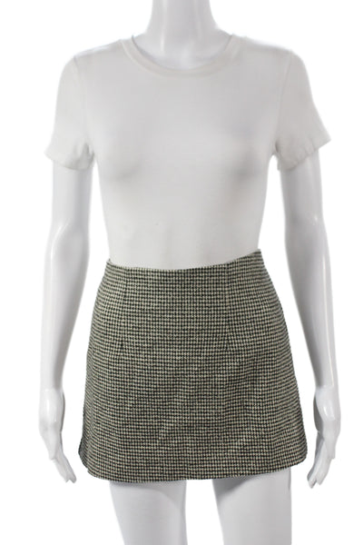 MNG Womens Black Check Mini Skirt Zip Polyester Fall Size 2