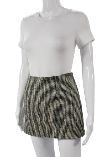 MNG Womens Black Check Mini Skirt Zip Polyester Fall Size 2
