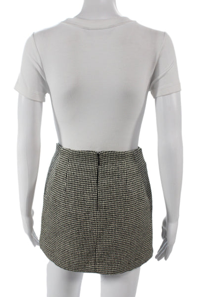 MNG Womens Black Check Mini Skirt Zip Polyester Fall Size 2