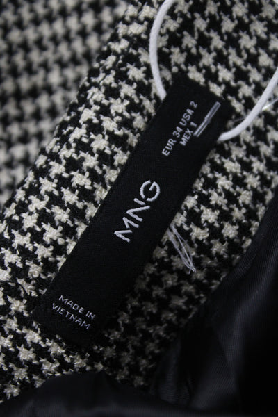 MNG Womens Black Check Mini Skirt Zip Polyester Fall Size 2