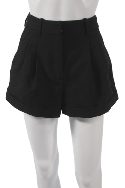 Zara Womens Culotte Shorts Black Hook & Eye Polyester Size XS