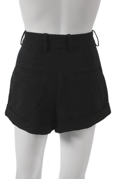 Zara Womens Culotte Shorts Black Hook & Eye Polyester Size XS