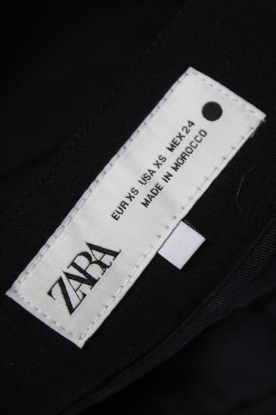 Zara Womens Culotte Shorts Black Hook & Eye Polyester Size XS
