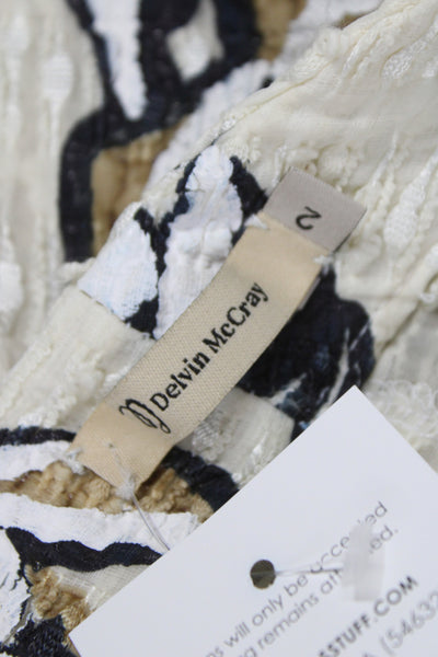 Delvin McCray Women Ankle Floral Cotton Pants Beige Hook & Eye Size 2