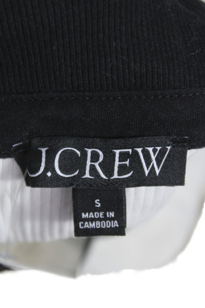 J Crew Womens Ribbed Knit Collared Colorblock Polo Short Sleeve Black Size S