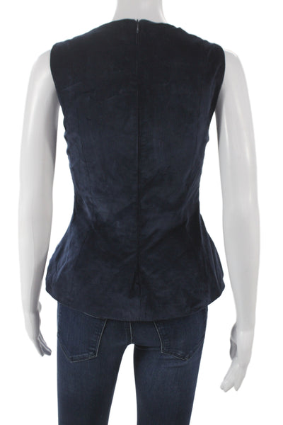 Zara Women Corduroy V-Neck Sleeveless Camisole Zip Blue Size XS