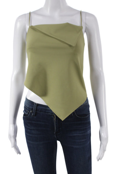 Zara Womens Camisole Green Square Neck Sleeveless Solid Pullover Size XS