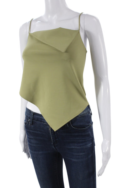 Zara Womens Camisole Green Square Neck Sleeveless Solid Pullover Size XS