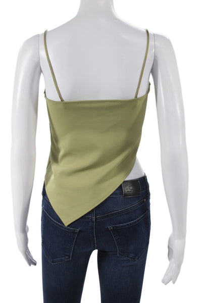 Zara Womens Camisole Green Square Neck Sleeveless Solid Pullover Size XS
