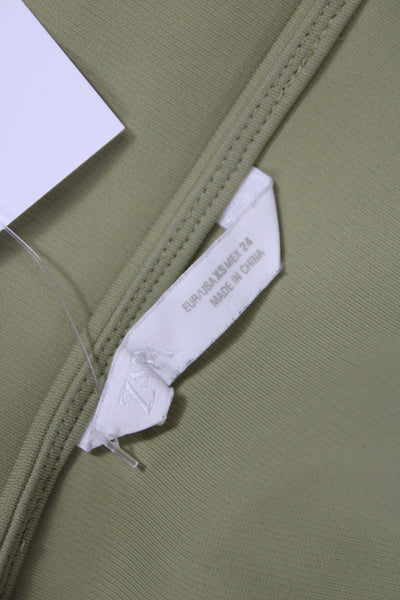 Zara Womens Camisole Green Square Neck Sleeveless Solid Pullover Size XS