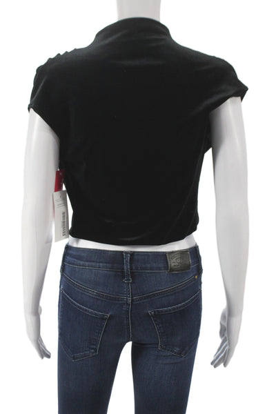 Commando Women Cropped Blouse Black Cowl Neck Sleeveless Polyester Size XS