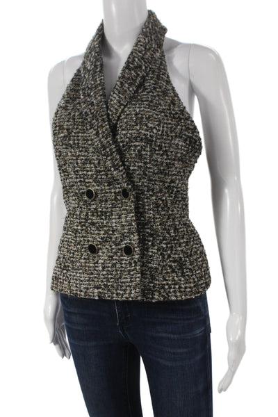 Lovers + Friends Women Sleeveless Pea Coat Plaid Multicolor V Neck Button Size S