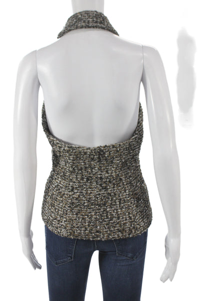 Lovers + Friends Women Sleeveless Pea Coat Plaid Multicolor V Neck Button Size S