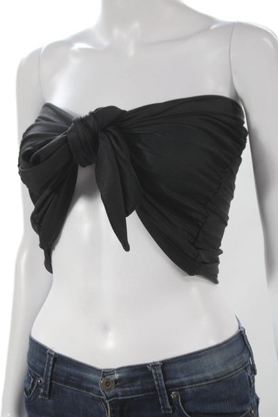 Lisa Marie Fernandez Women Cropped Off Shoulder Black Tank Sleeveless Size 1