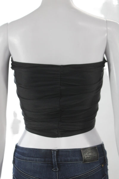 Lisa Marie Fernandez Women Cropped Off Shoulder Black Tank Sleeveless Size 1