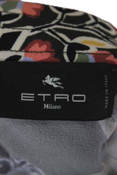 Etro Womens Multicolor Floral Bohemian Wrap Dress Long Sleeve Polyester Size 40