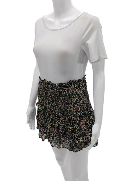 Zara Women Black Floral Mini Skirt 100% Viscose Pull On Size S