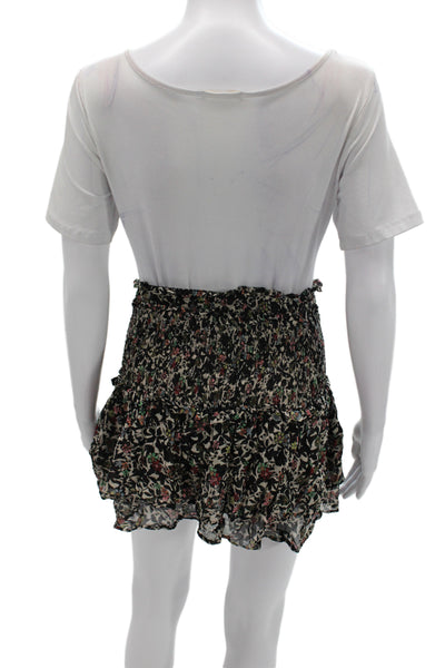 Zara Women Black Floral Mini Skirt 100% Viscose Pull On Size S