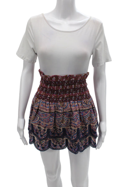 Sea Womens Mini Floral Cotton Skirt Multicolor Boho Pull On Size 2