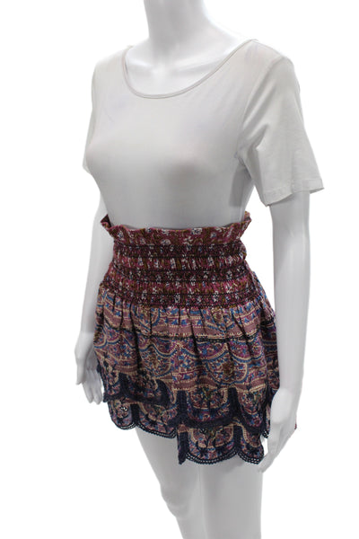 Sea Womens Mini Floral Cotton Skirt Multicolor Boho Pull On Size 2