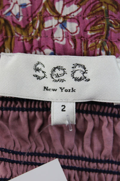 Sea Womens Mini Floral Cotton Skirt Multicolor Boho Pull On Size 2