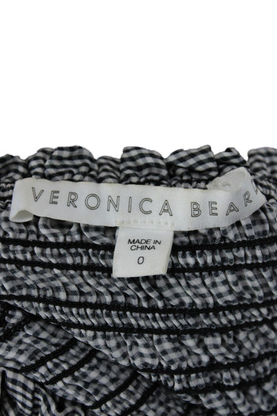 Veronica Beard Womens Black Silk Mini Skirt Check Boho Summer Pull On Size 0