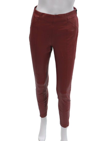 Zara Womens Red Ankle Pants Solid Polyester Zip Fall Size S