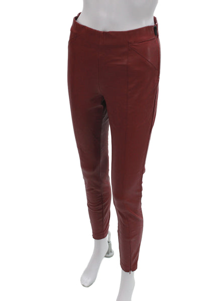 Zara Womens Red Ankle Pants Solid Polyester Zip Fall Size S