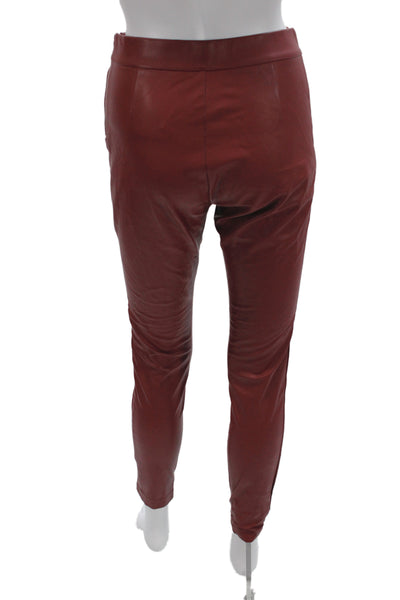 Zara Womens Red Ankle Pants Solid Polyester Zip Fall Size S