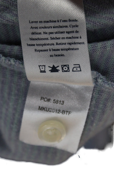 Faherty Brand Mens Blue Striped Cotton Polo Shirt Short Sleeve Size M