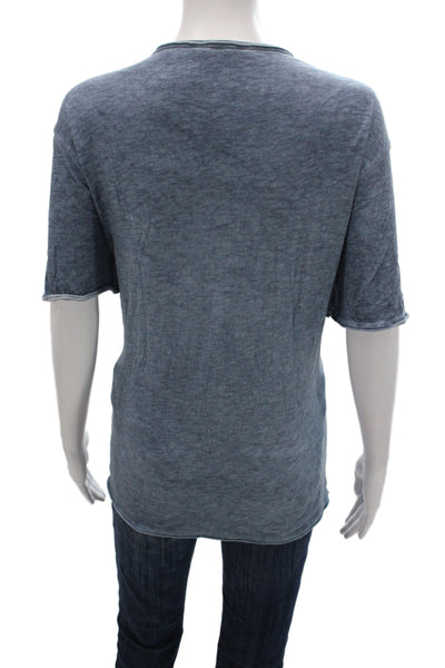Gionfriddo Women Blue Basic Cotton Round Neck Short Sleeve T-Shirt Size M
