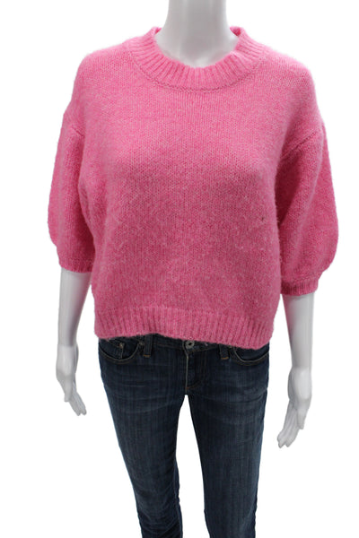 Zara Women Pink Pullover Crew Neck 3/4 Sleeve Solid Size XS