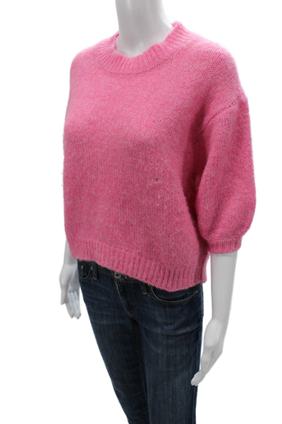 Zara Women Pink Pullover Crew Neck 3/4 Sleeve Solid Size XS