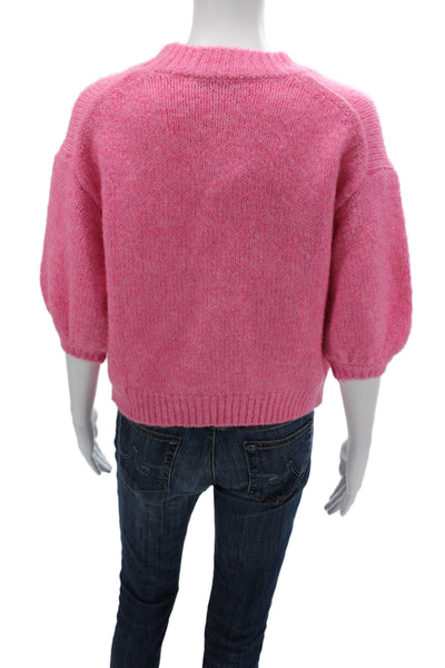 Zara Women Pink Pullover Crew Neck 3/4 Sleeve Solid Size XS