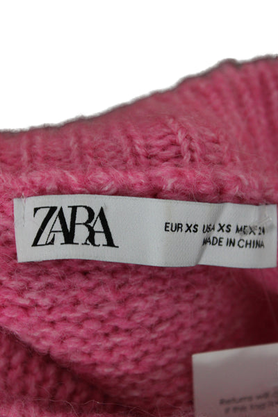 Zara Women Pink Pullover Crew Neck 3/4 Sleeve Solid Size XS