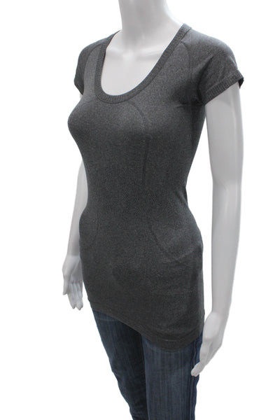 Lululemon Women Basic Gray Nylon Scoop Neck Short Sleeve T-Shirt Size S