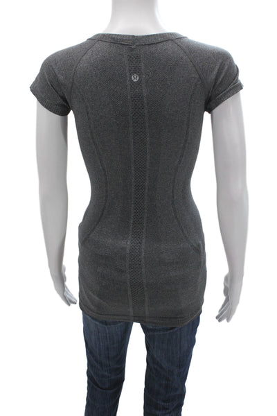 Lululemon Women Basic Gray Nylon Scoop Neck Short Sleeve T-Shirt Size S