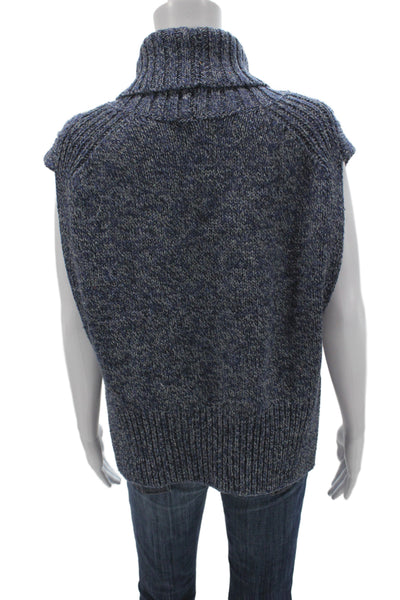 Veronica Beard Women Sleeveless Turtleneck Vest Sweater Blue Size XS