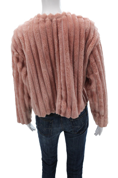 Zara Womens Pullover Striped Round Neck Pink Sweater Long Sleeve Size S
