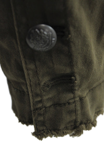 Free People Womens Military Jacket Green Cotton Button Long Sleeve Size XS
