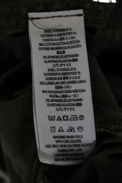 Free People Womens Military Jacket Green Cotton Button Long Sleeve Size XS