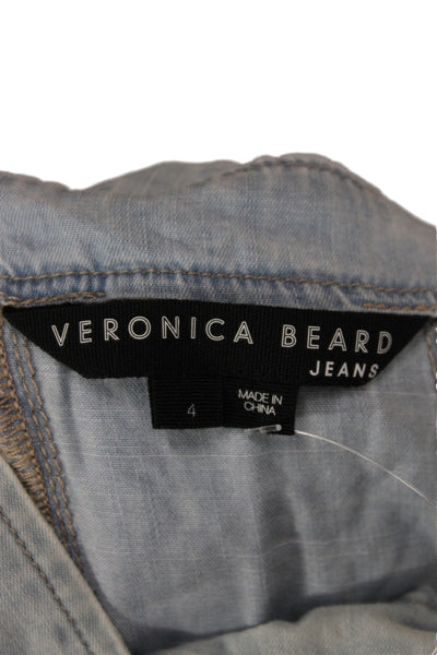 Veronica Beard Women Sleeveless Camisole Blue Square Neck Button Size 4