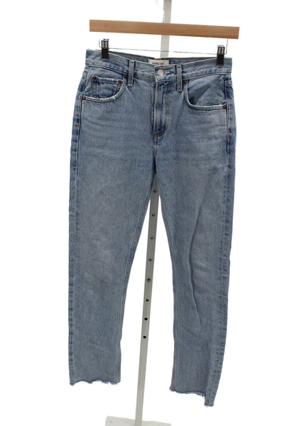 Agolde Womens Straight Jeans Blue Mid Rise Cotton Inseam 30 Size 25