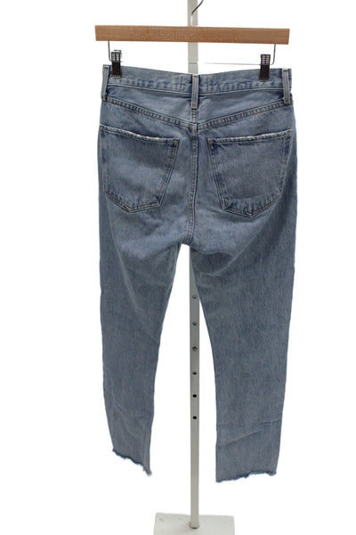 Agolde Womens Straight Jeans Blue Mid Rise Cotton Inseam 30 Size 25