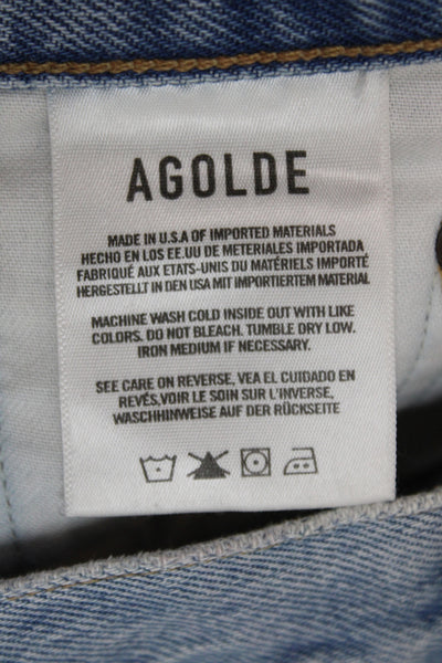 Agolde Womens Straight Jeans Blue Mid Rise Cotton Inseam 30 Size 25